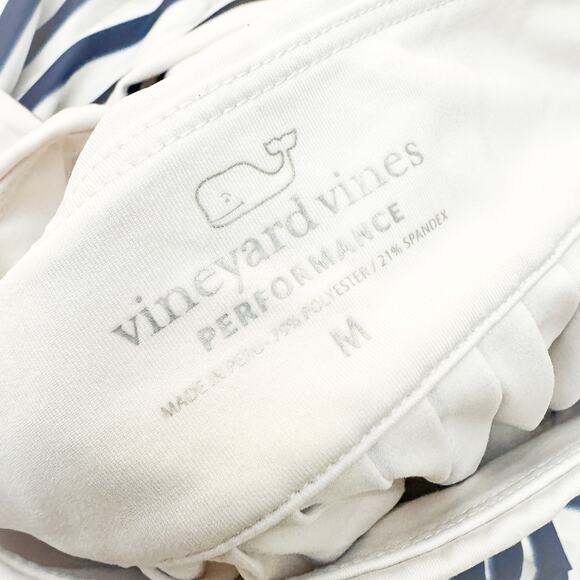 Vineyards Striped Patterned Navy White Pleated Print Skirt Size Medium - Picture 2 of 4